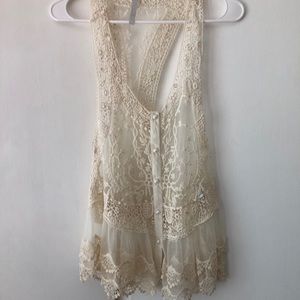 Boho-Chic Cream Lace Top